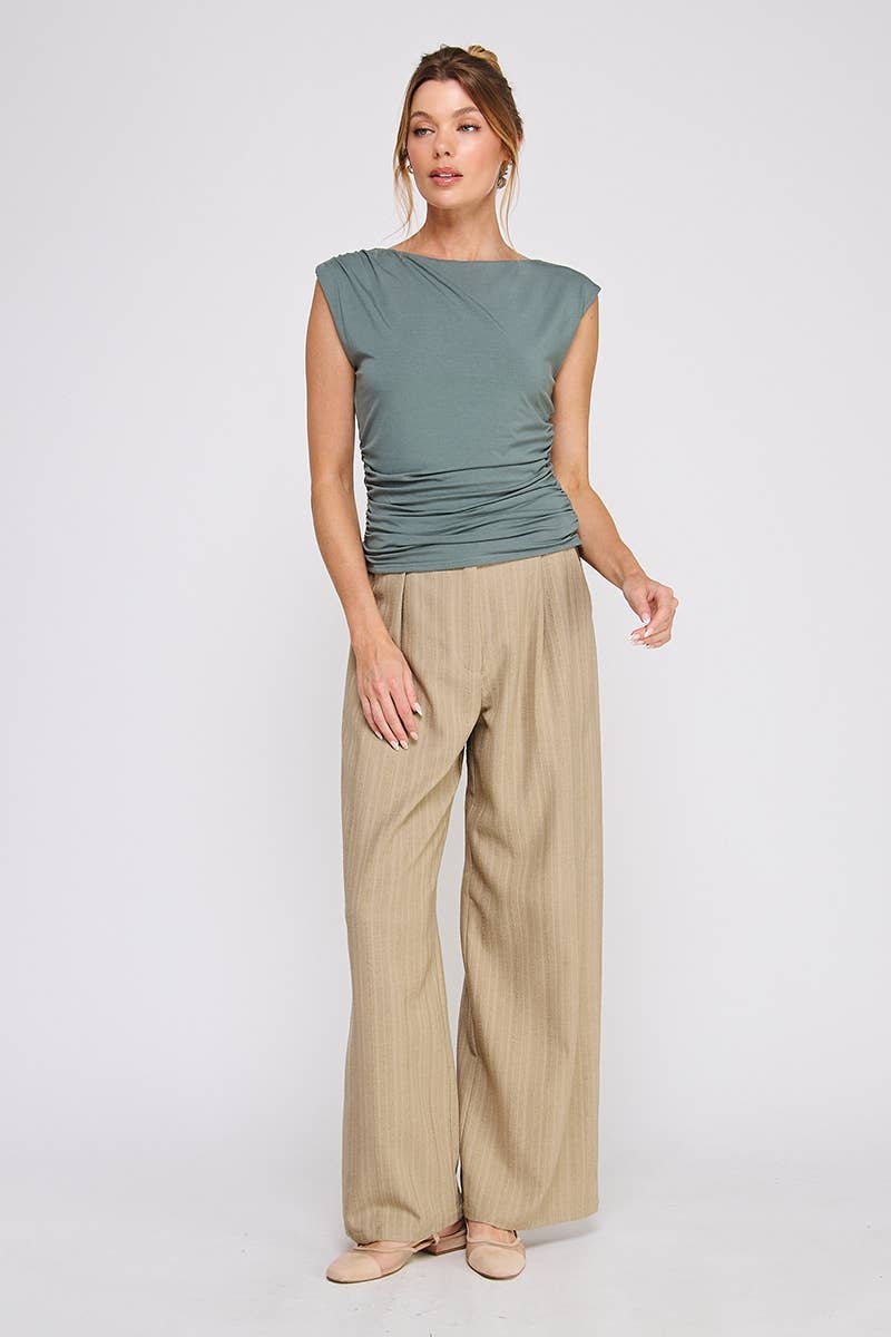 Hunter Green Sleeveless Scrunch Top