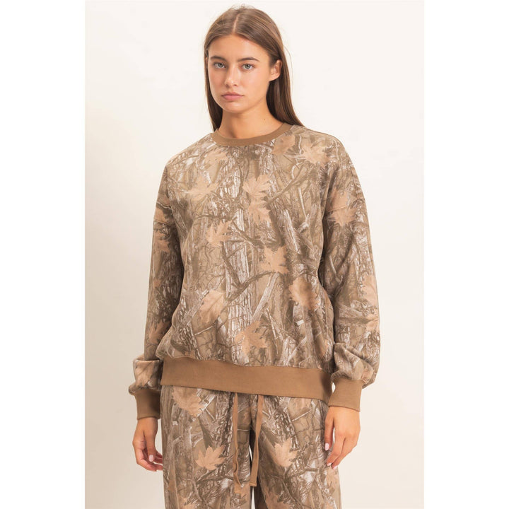 Brown Tree Camo Crew Neck Sweatshirt