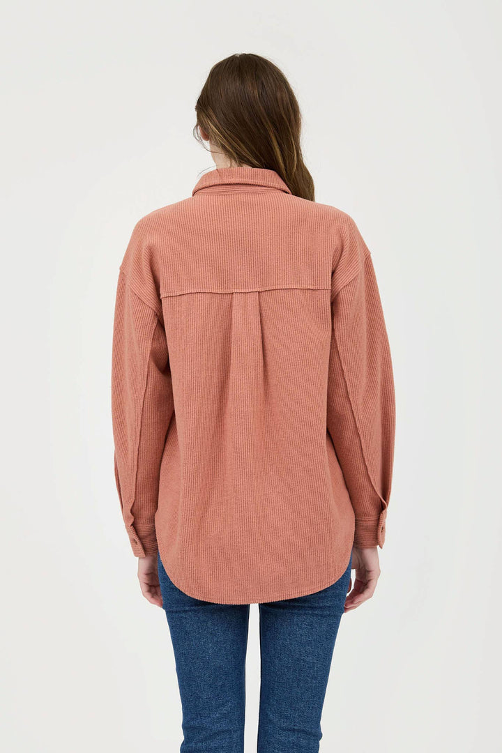 Terracotta Collared Button Up Top