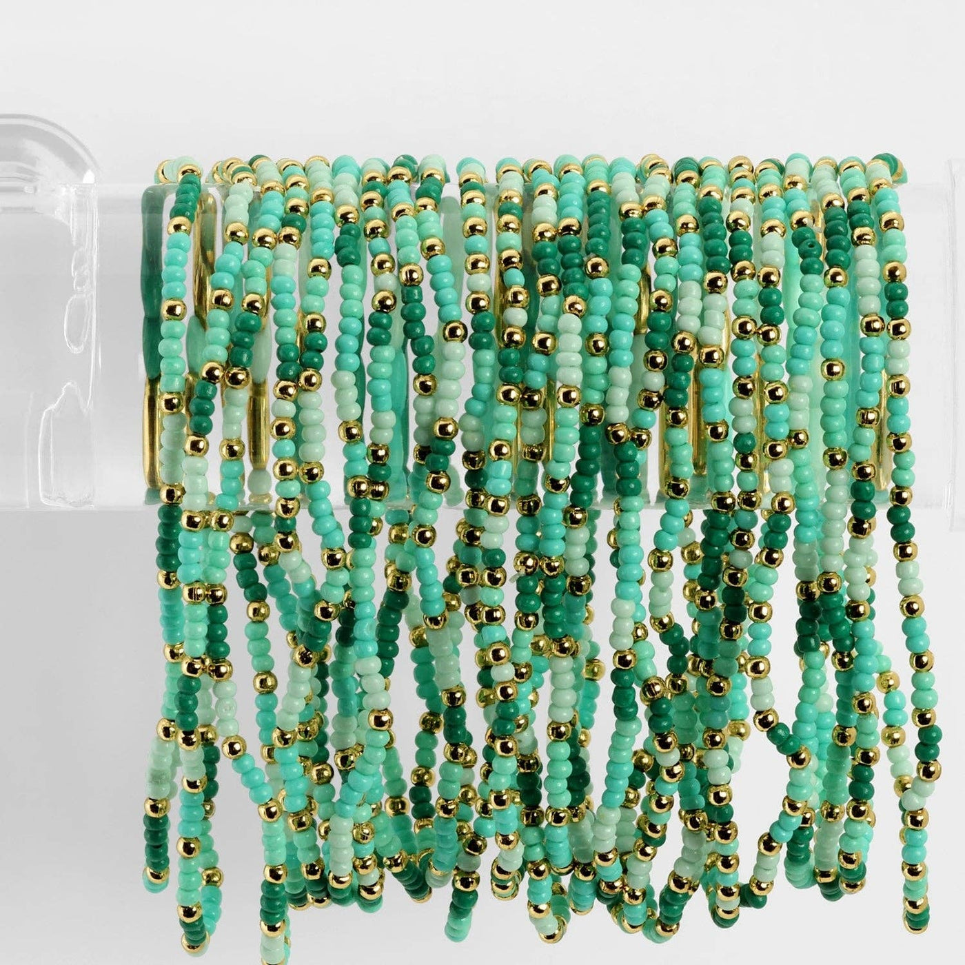 Teal Stretch Seed Bead Bracelets