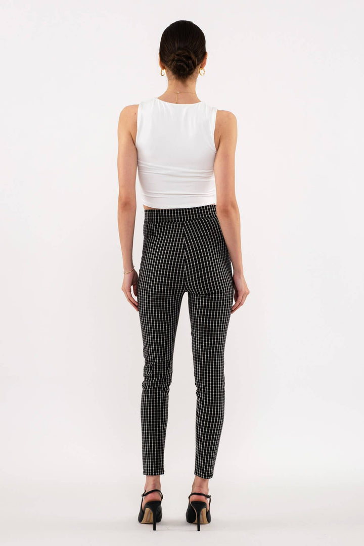 Black Checkered Straight Leg Pants
