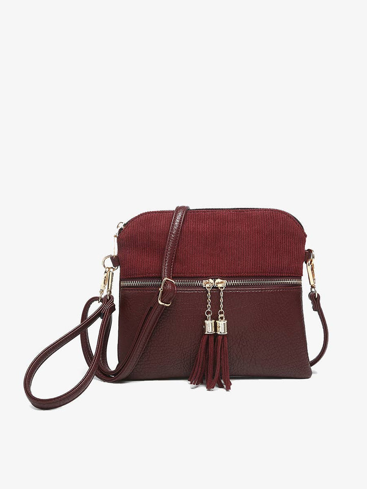 Tara Cherry Lacquer Corduroy Crossbody