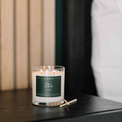 Fir + Clove Clear Glass Soy Candle 12.5oz