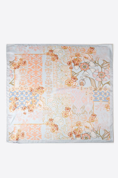 Aqua Abstract Floral Print Scarf