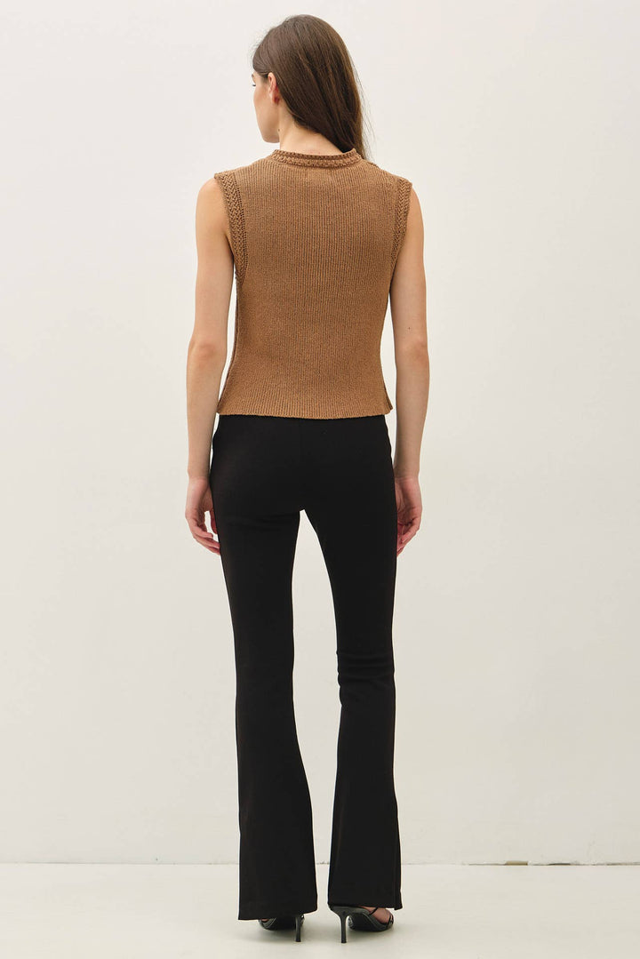 Mocha Button Up Sweater Vest