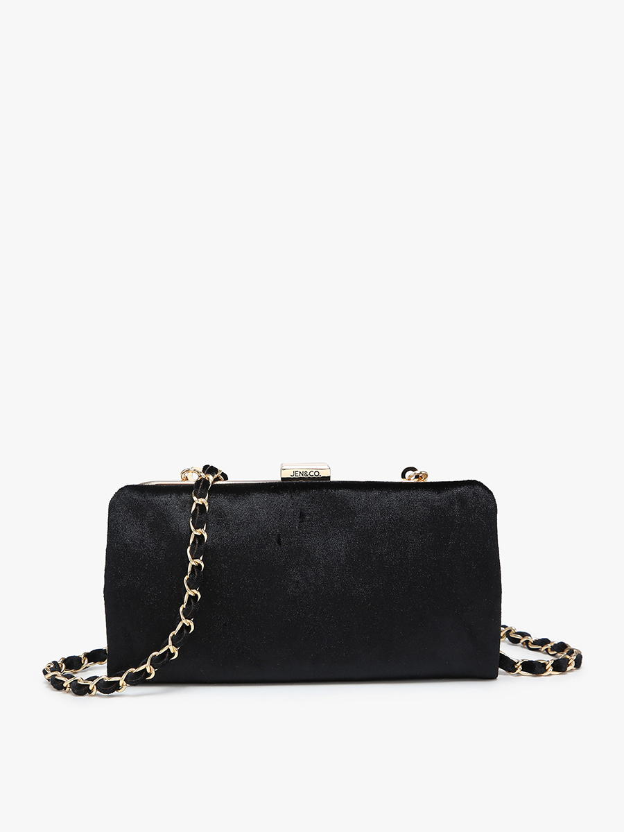 Sue Black Velvet Wallet Pouch Crossbody