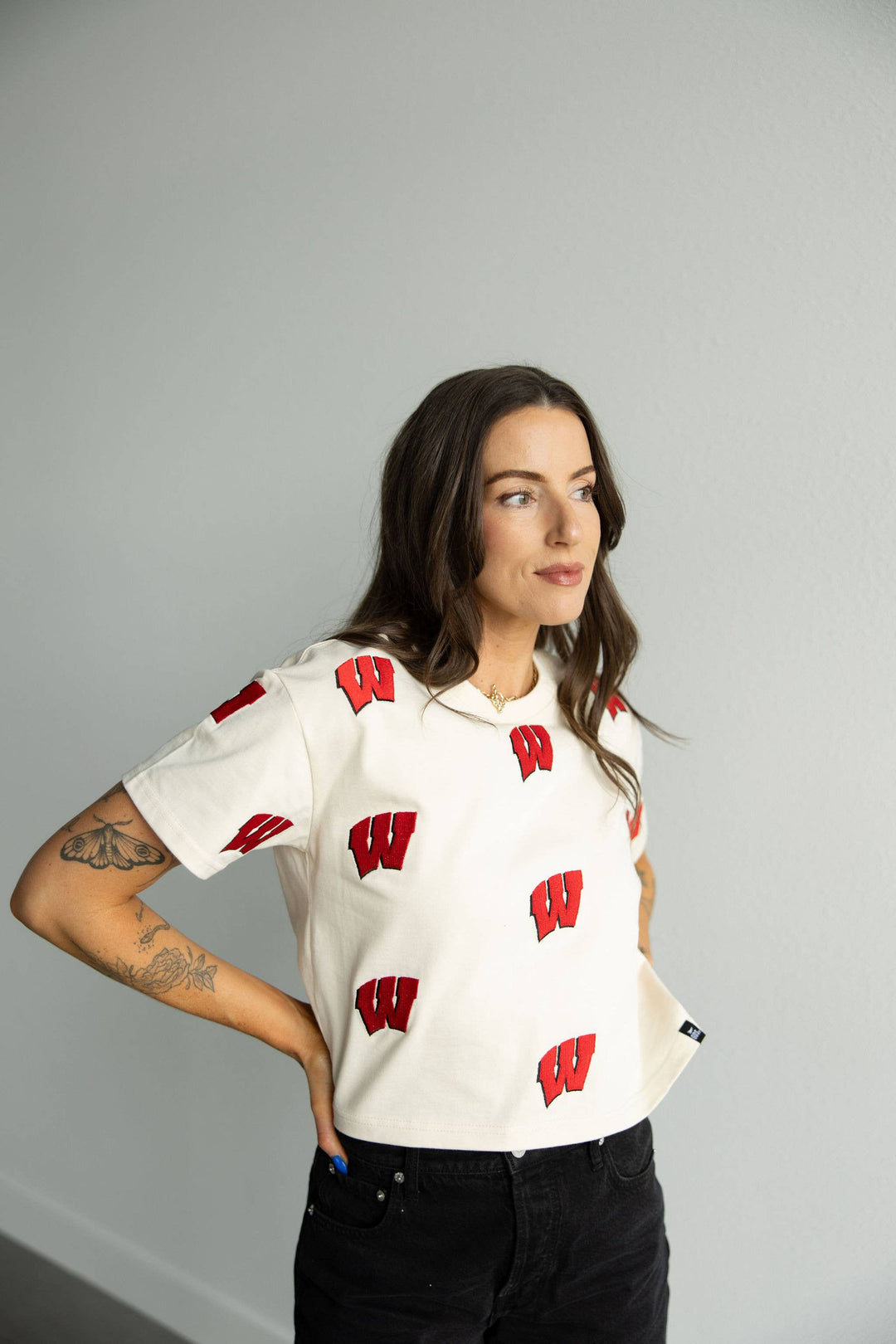 Oatmeal Wisconsin Heavyweight Crop Tee