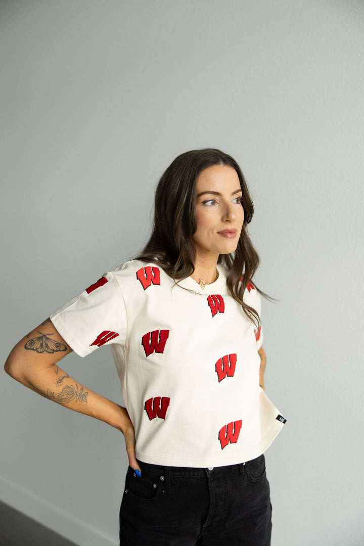 Oatmeal Wisconsin Heavyweight Crop Tee