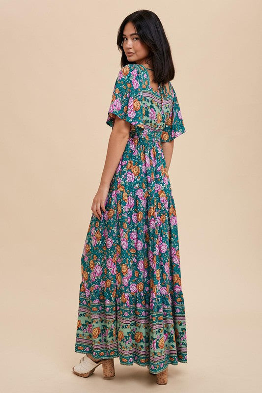 Sarah Emerald Floral Maxi Dress