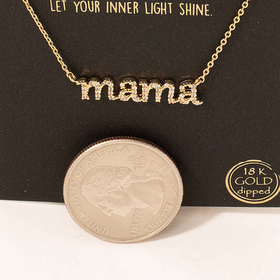 Gold Pave Mama Pendant Necklace