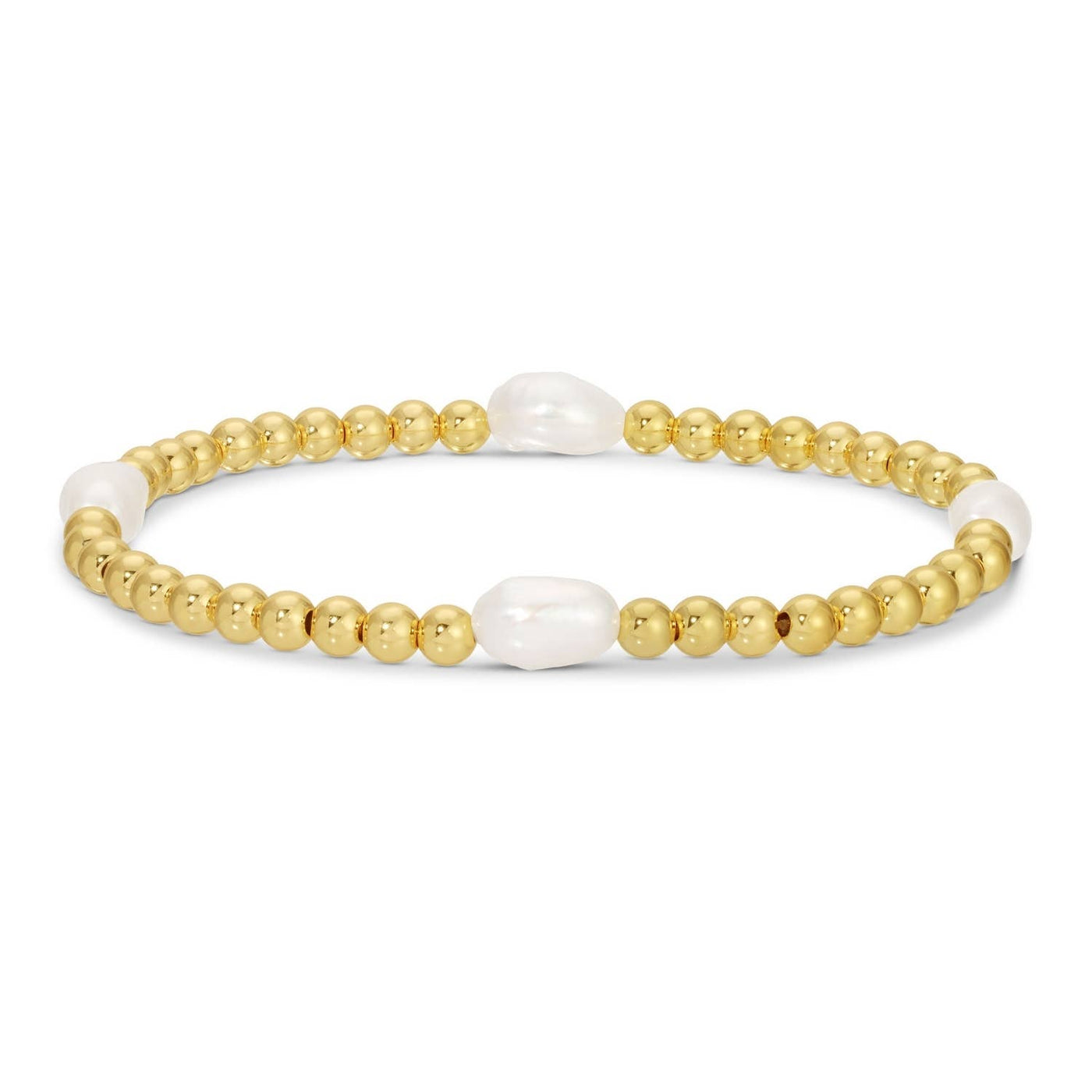 Gold Oval Pearl Stretch Bracelets