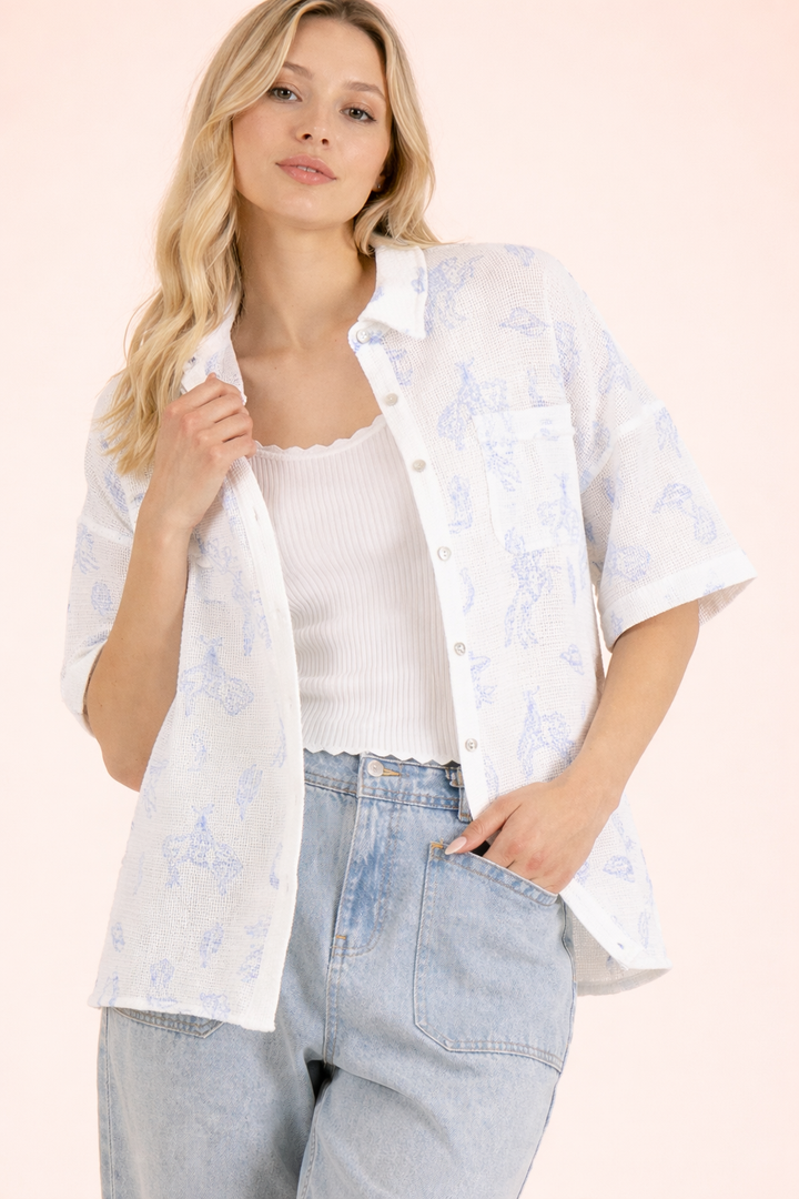 Western Graphic Button Down Shirt