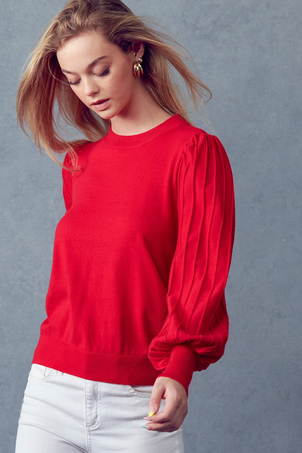 Red Classic Texture Pullover