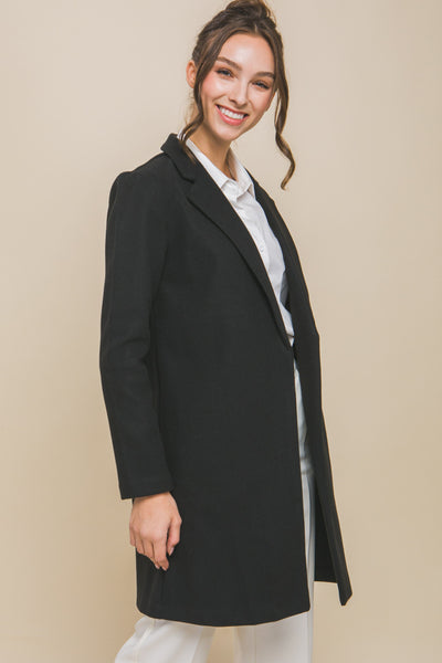 Black Long Fleece Coat