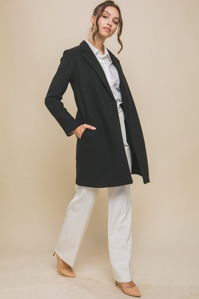 Black Long Fleece Coat