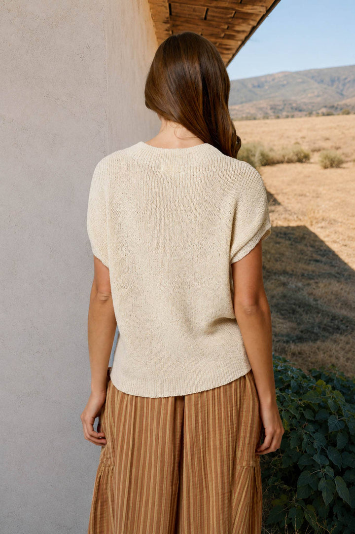 Oatmeal Short Sleeve Sweater