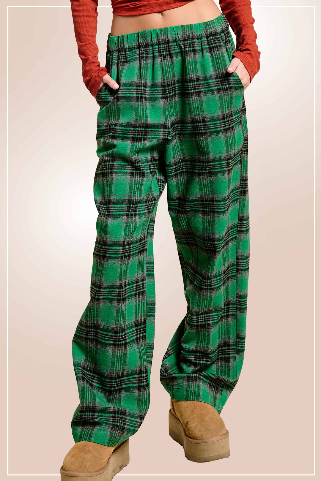 Elf Green Plaid Flannel Lounge Pants