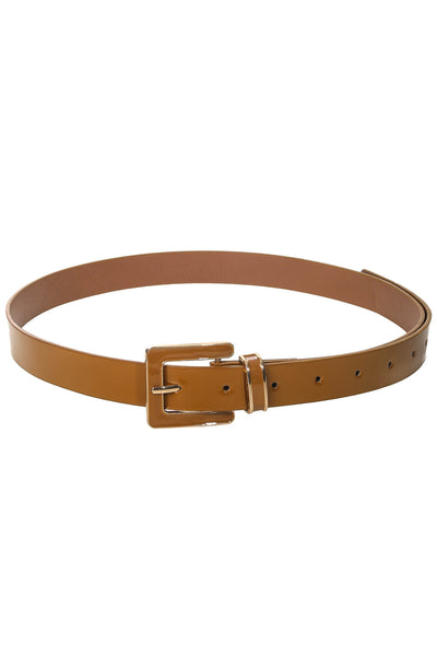 Brown Color Match Buckle Faux Leather Belt