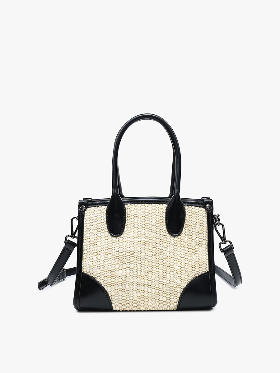 Clementine Natural & Black Straw Satchel