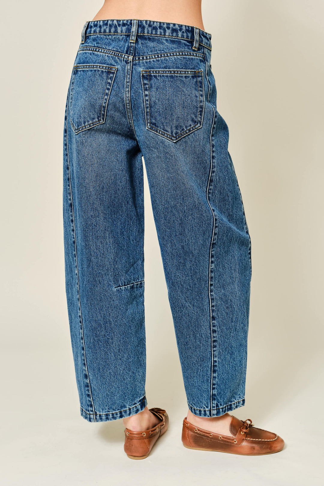 Cropped Denim Barrel Jeans