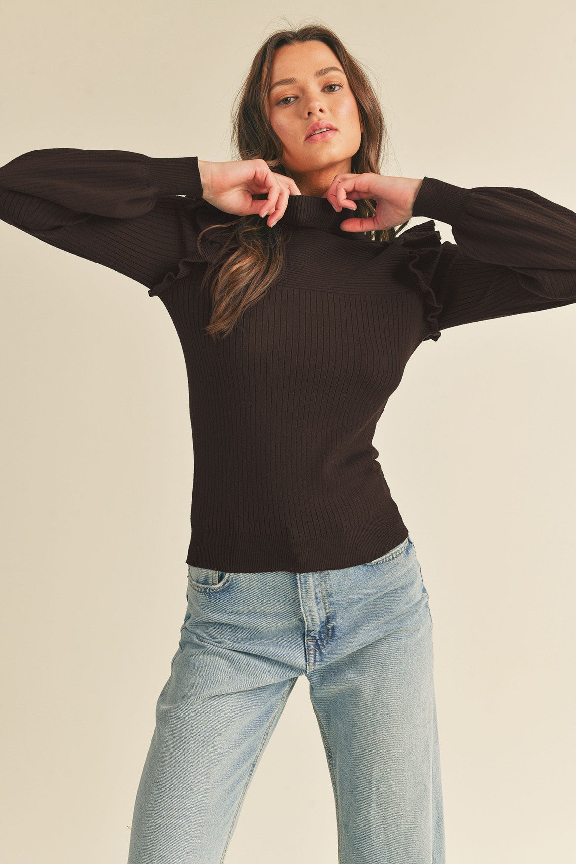 Chocolate Turtleneck Sweater