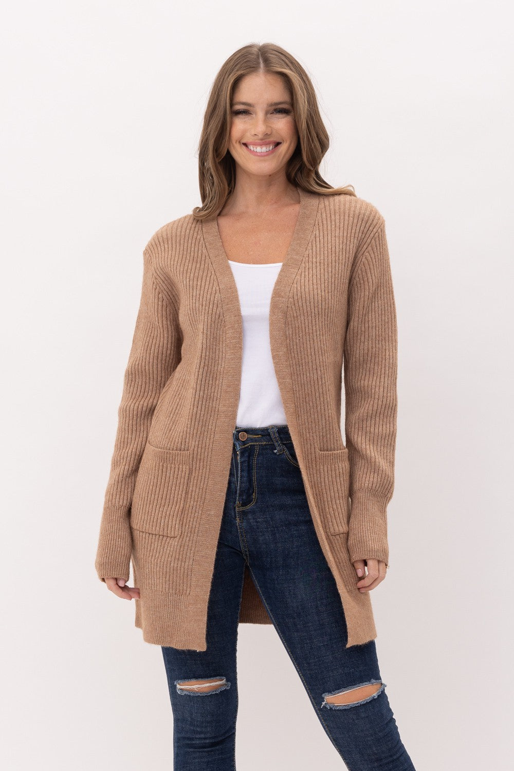 Camel Chunky Ribbed Cardigan