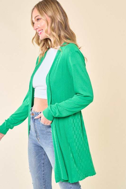 Kelly Green Lightweight Long Sleeve Cardigan