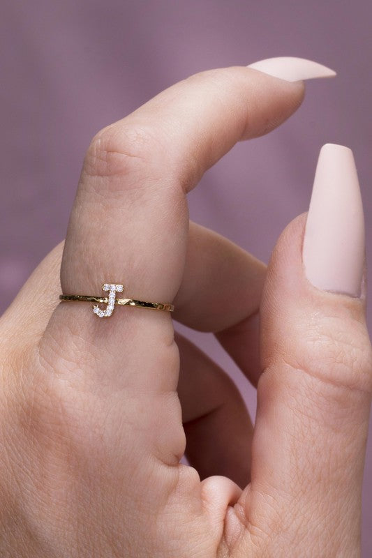 Gold Crystal Initial Ring