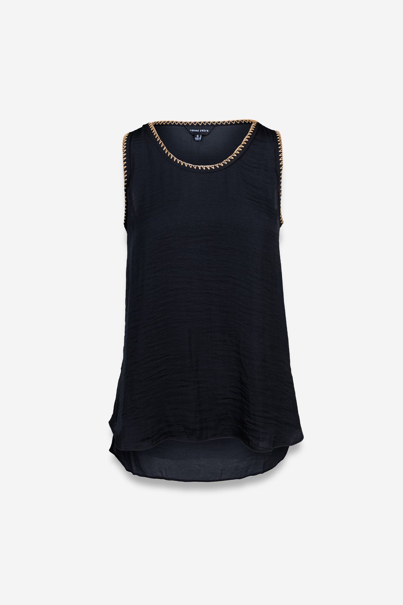Black Whipstitch Flowy Tank Top