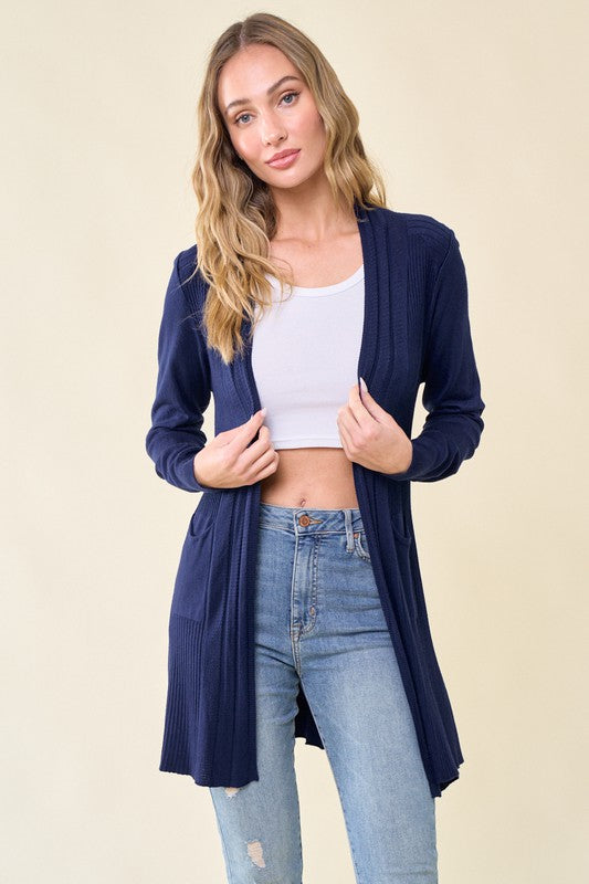 Navy Lightweight Long Sleeve Cardigan