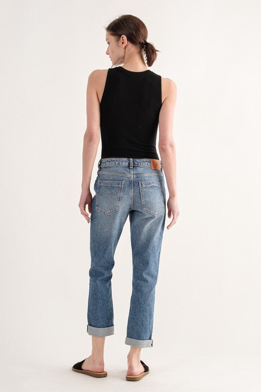 Black Exposed Seam Sleeveless Bodysuit