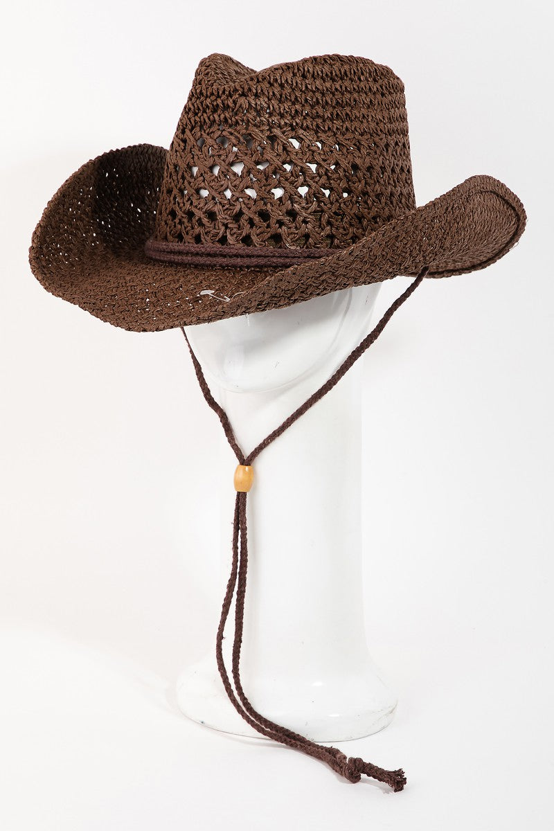 Brown Straw Braided Cowboy Hat