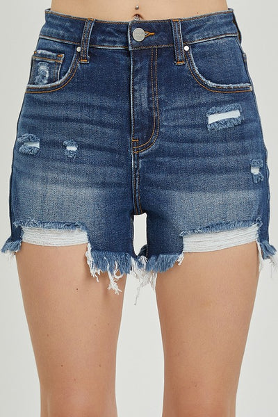 Risen High Rise Front Distressed Shorts