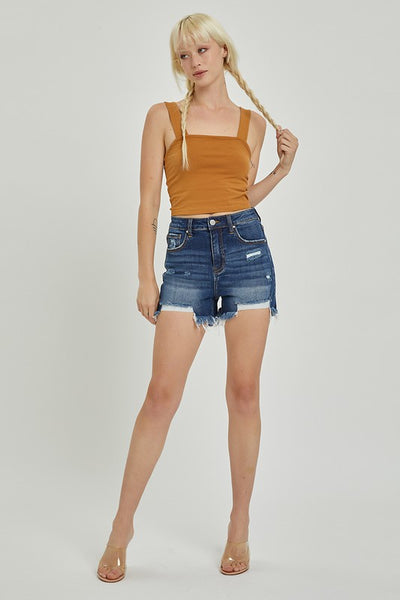 Risen High Rise Front Distressed Shorts