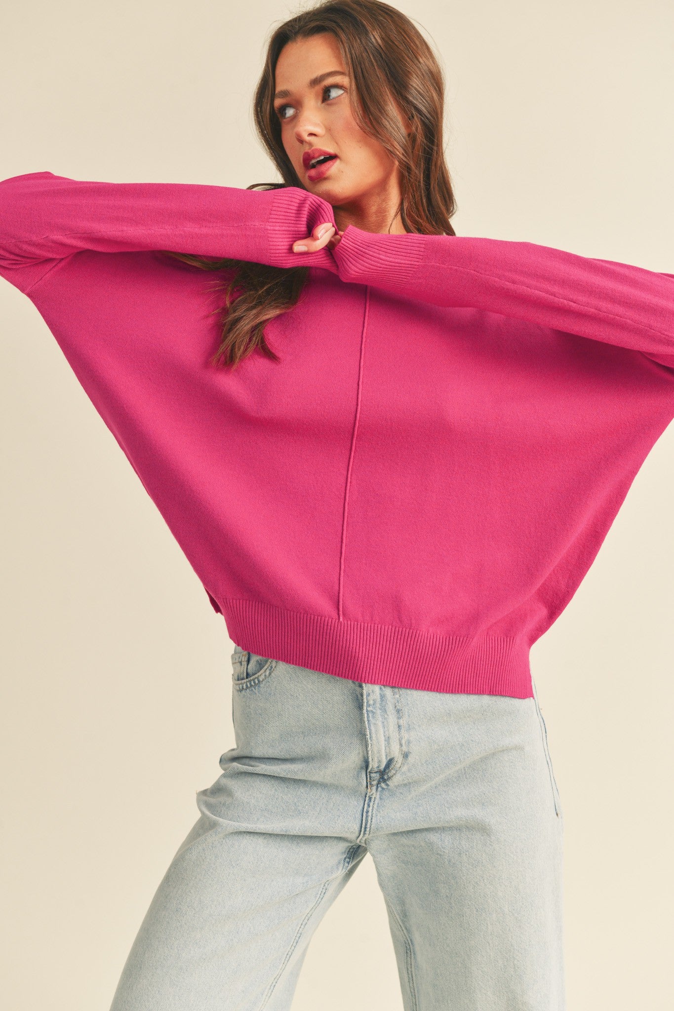 Viva Magenta Round Neck Sweater