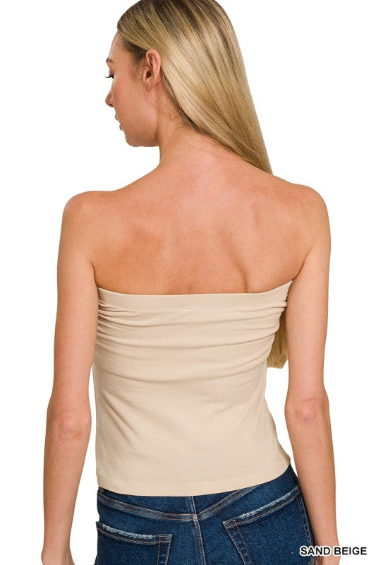 Sand Beige Cotton Tube Top