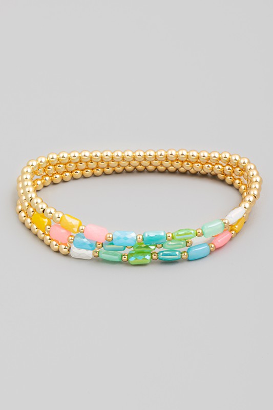 Multi Beaded Stackable Bracelet Set
