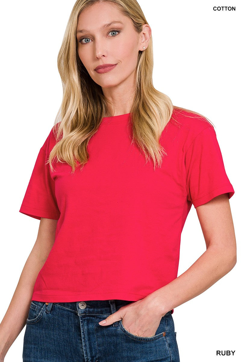 Ruby Crew Neck Short Sleeve Cropped Shirt