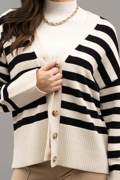 Ivory Striped Cardigan