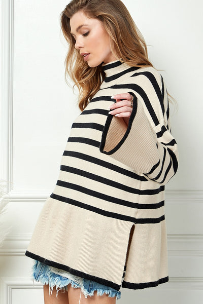 Ivory Striped Sweater Top