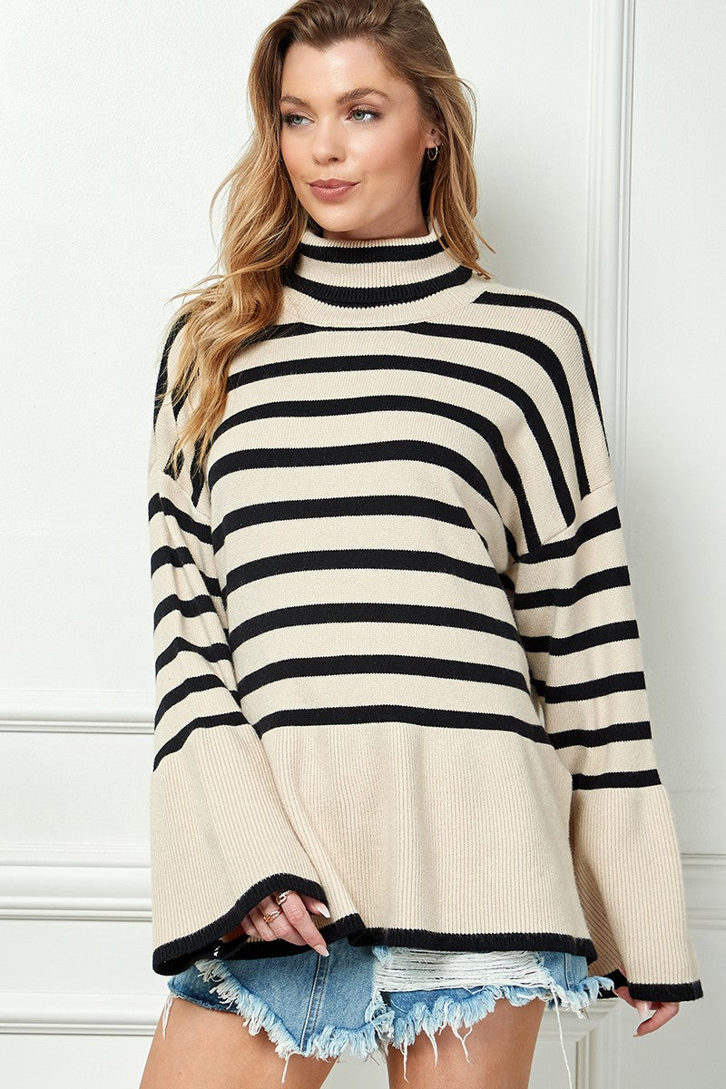 Ivory Striped Sweater Top