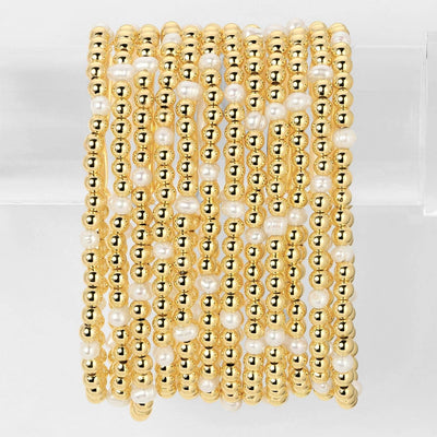 Gold Bead & Pearl Stretch Bracelets