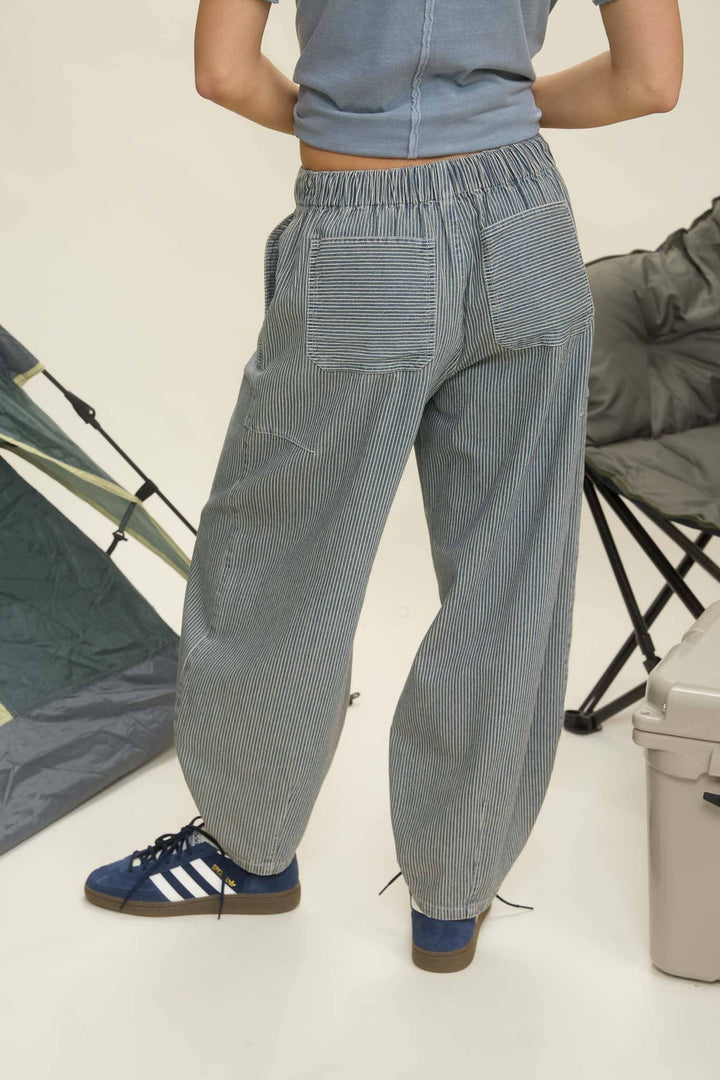 Denim Stripe Parachute Pants