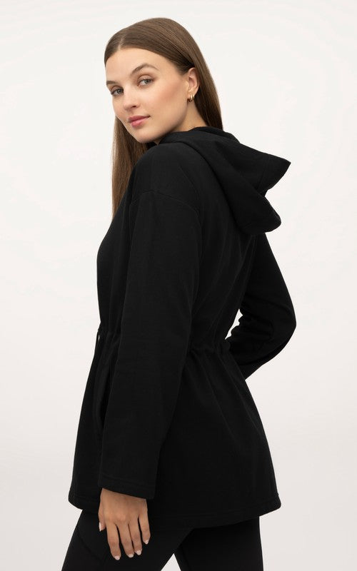 Black Cinch Waist Oversized Jacket