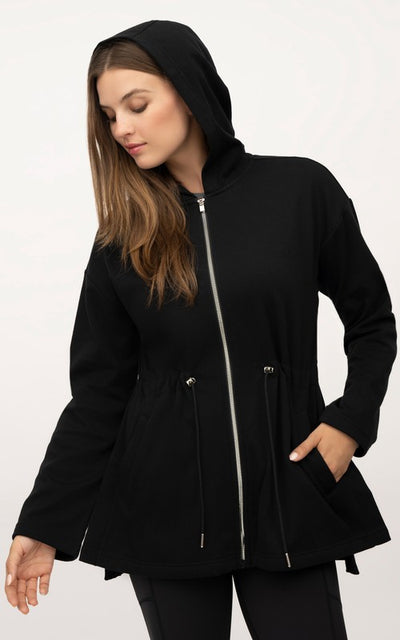 Black Cinch Waist Oversized Jacket