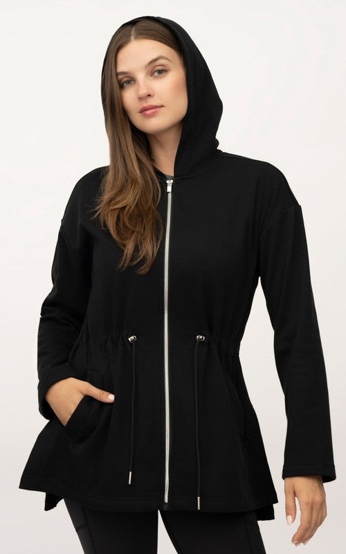 Black Cinch Waist Oversized Jacket