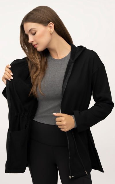 Black Cinch Waist Oversized Jacket