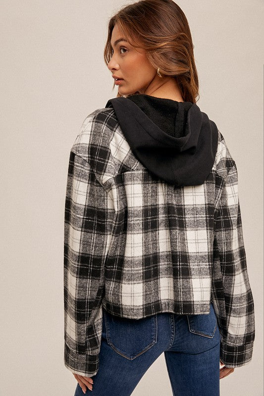 Black & White Plaid Crop Jacket
