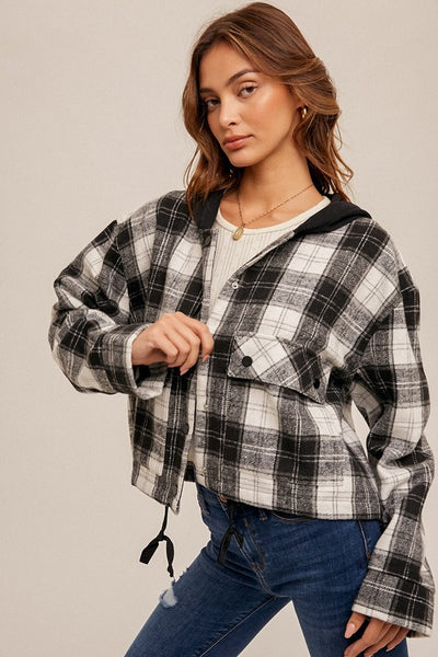 Black & White Plaid Crop Jacket