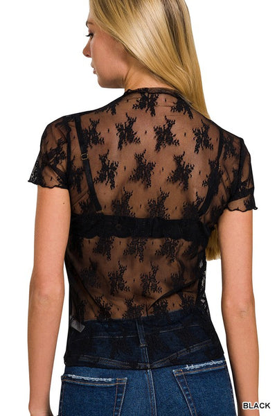 Black Lace See-Through Top